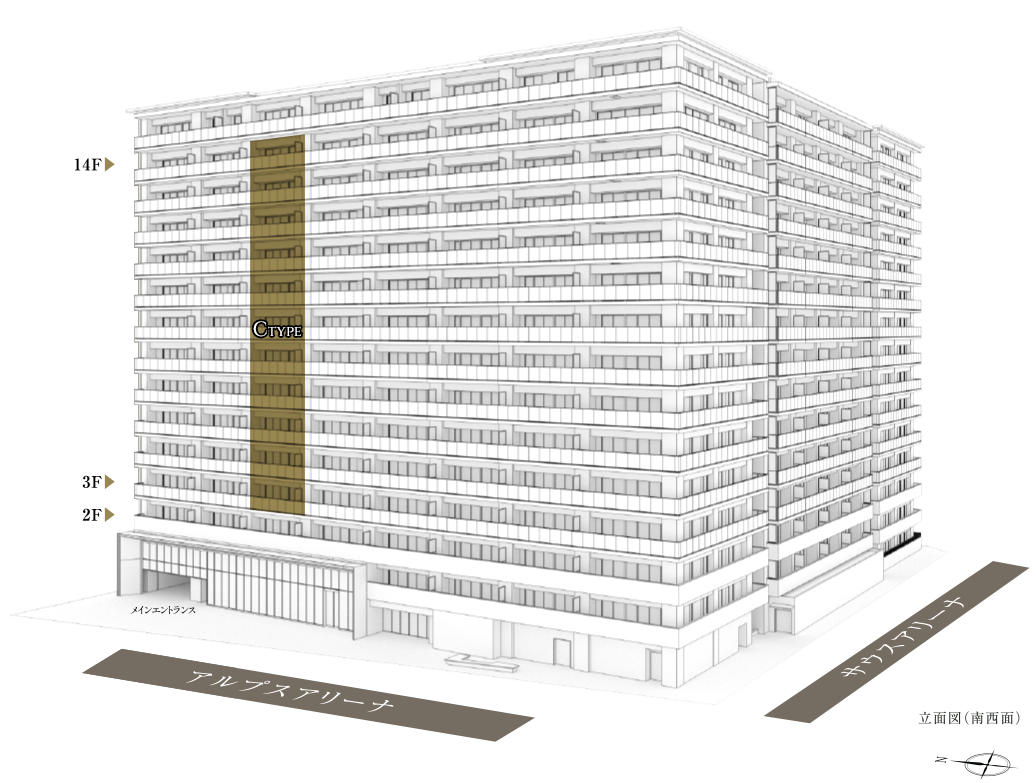 立面図（南西面）cType