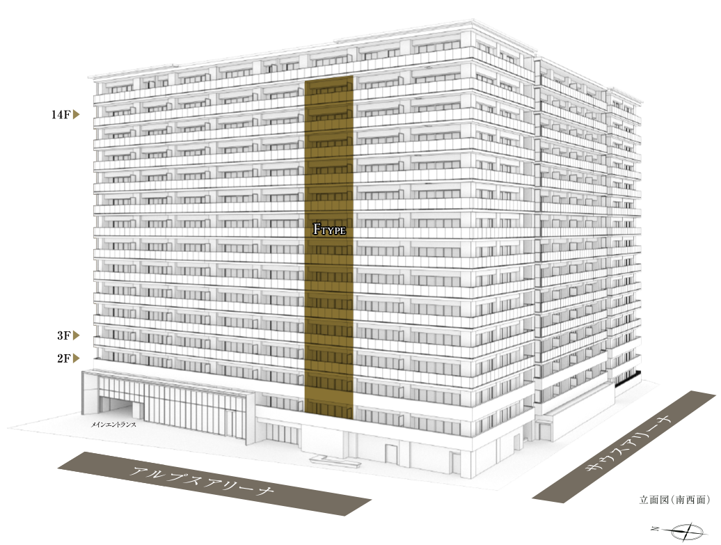 立面図（南西面）fType