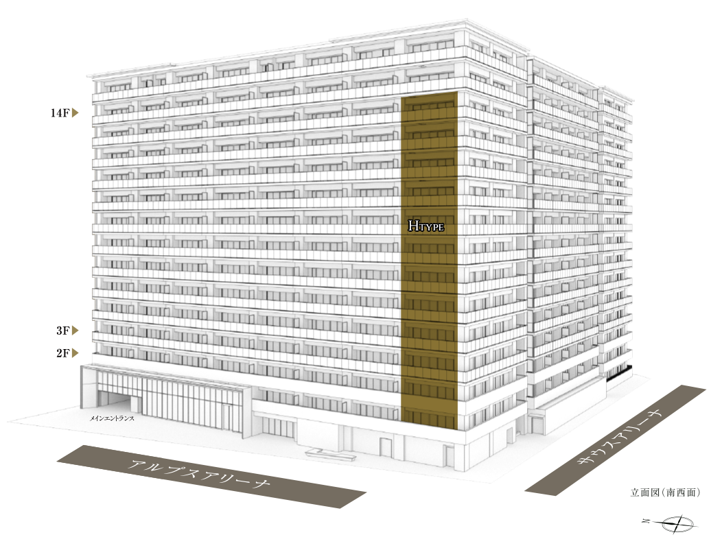 立面図（南西面）hType