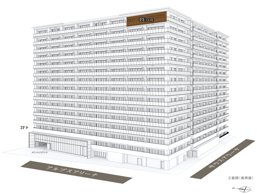 立面図（南西面）peType