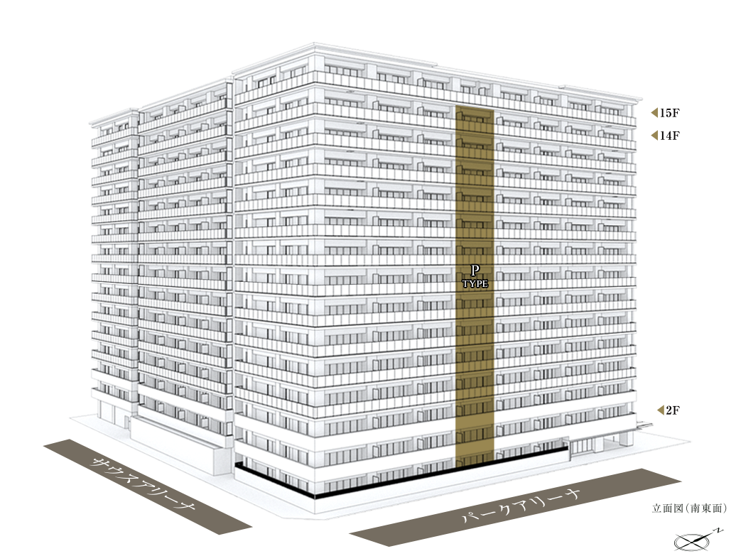 立面図（南東面）pType