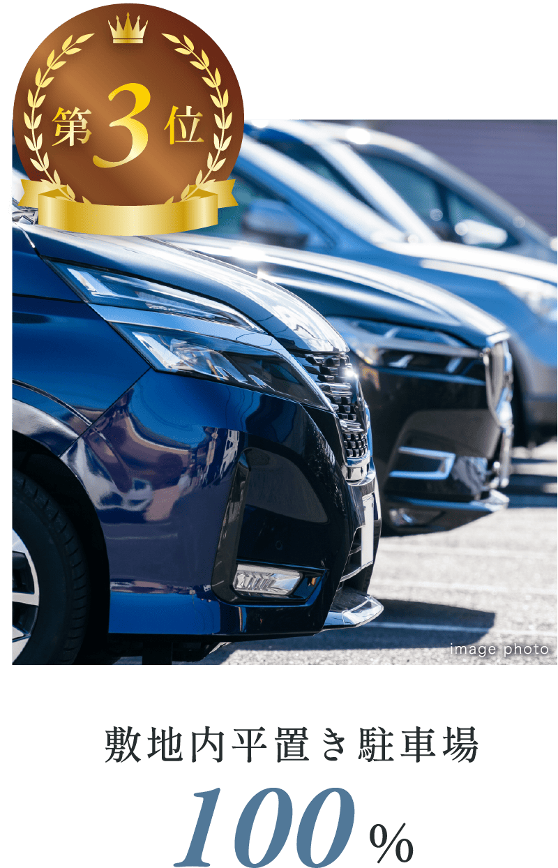 敷地内平置き駐車場100%