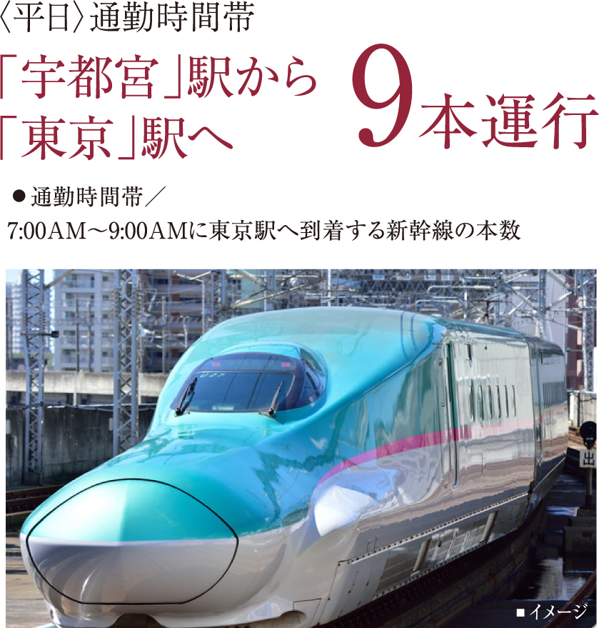 「宇都宮」駅から「東京」駅へ 9本運行