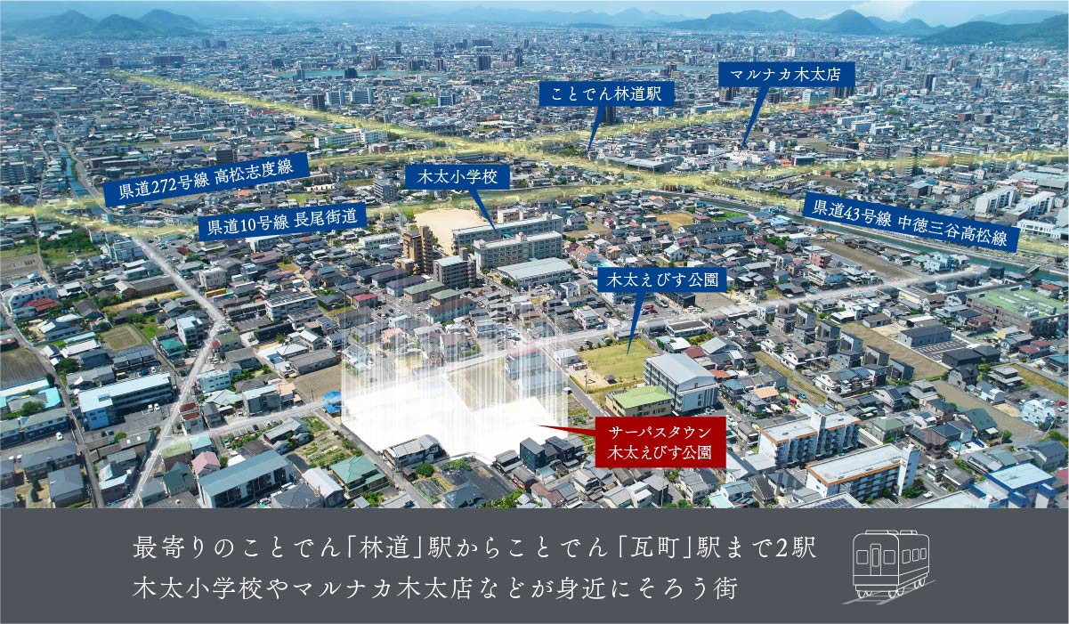 ことでん「林道」駅からことでん「瓦町」駅へのアクセス確保