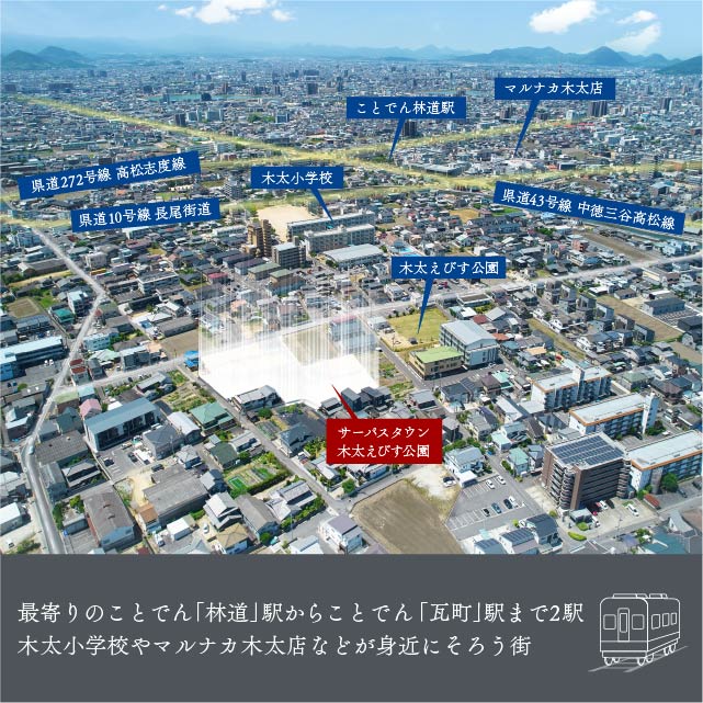 ことでん「林道」駅からことでん「瓦町」駅へのアクセス確保