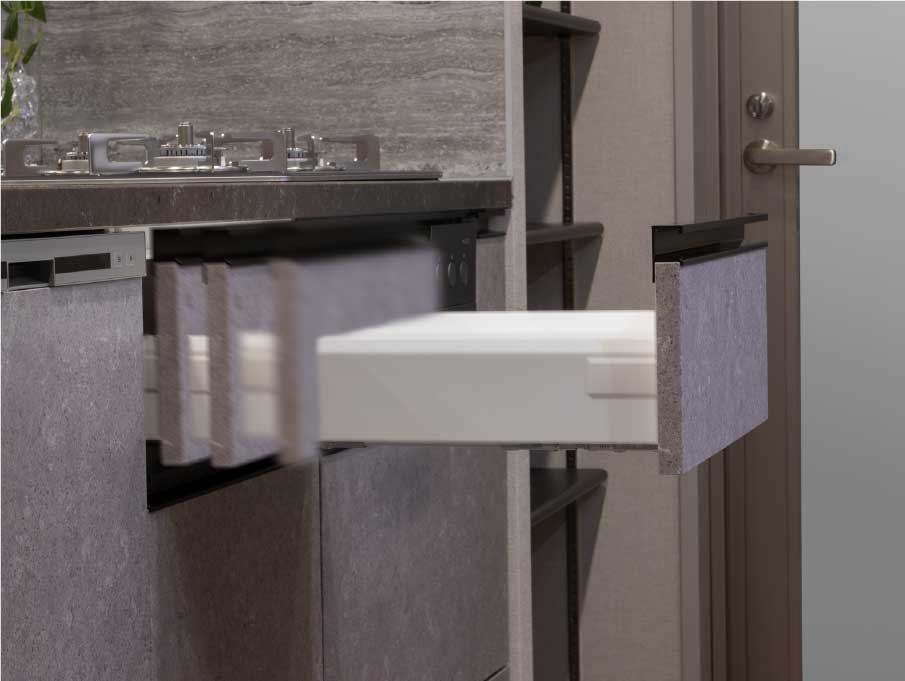 ソフトクローズ機能付き引出収納