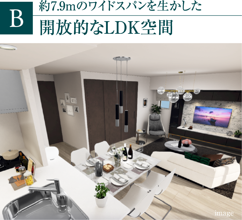 開放的なLDK空間