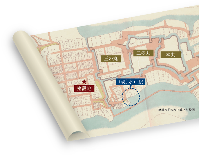 徳川初期の水戸城下町絵図