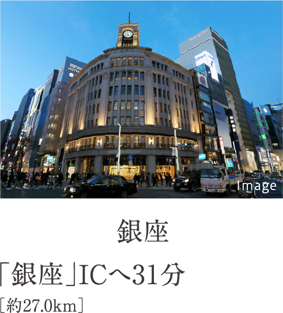 銀座　「銀座」ICへ31分［約27.0km］