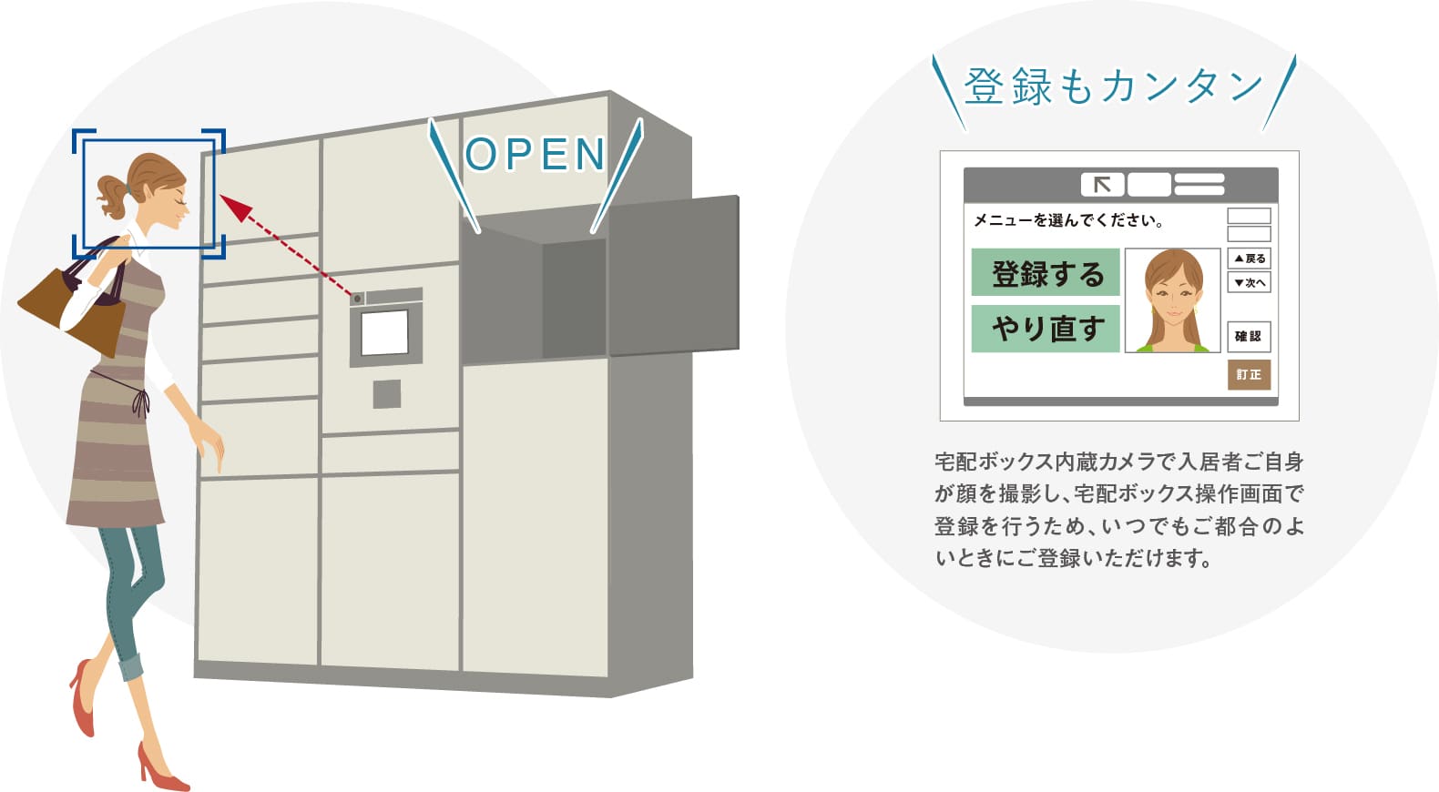 宅配ボックスも顔認証で解除できるからより安心に。