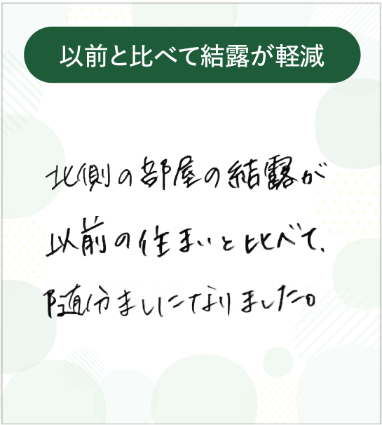 以前と比べて結露が軽減