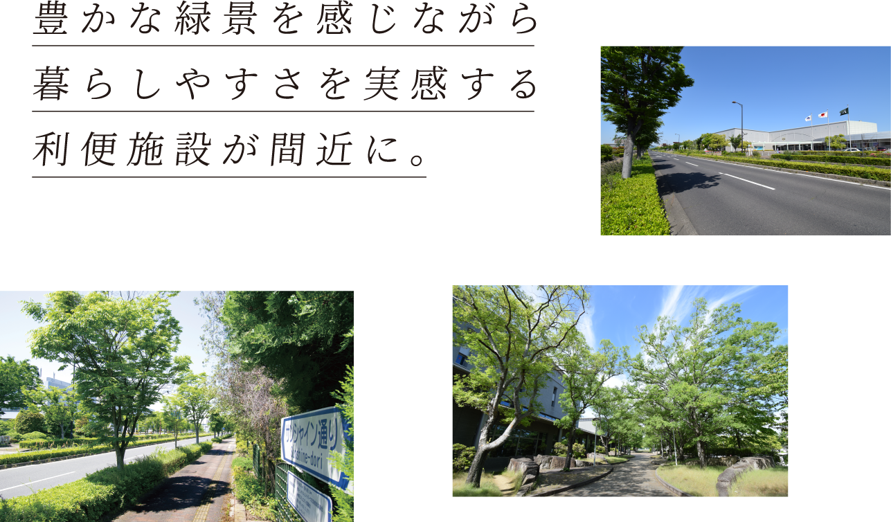 豊かな緑景を感じながら暮らしやすさを実感する利便施設が間近に。
